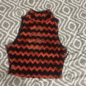 Black and Orange Chevron Women's Top